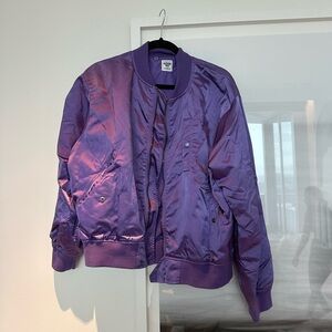 Purple Satin Bomber Jacket